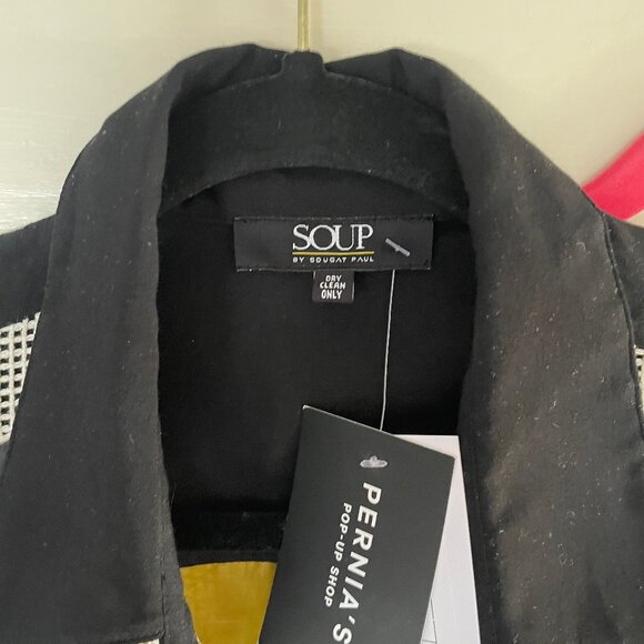 Off-White & Green Handloom Net Applique Embroidered Dress - Picture 5 of 5